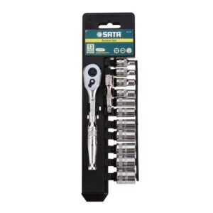 JUEGO COPAS 1/4" 6PT TAG PLASTICO 13PZ MM (CABEZA PERA) SATA