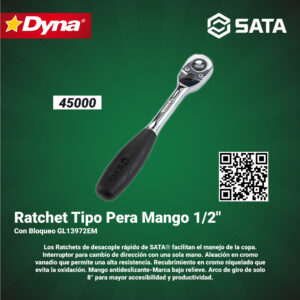 1/2" RATCHET CON BLOQUEO CABEZA DE PERA C/MANGO ANTI