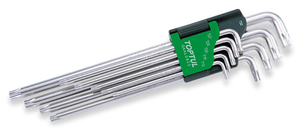 JUEGO DE LLAVES TORX, EXTRALARGAS, CON PIN DE SEGURIDAD TYT Y DIAMOND TIP