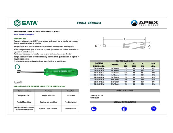 DESTORNILLADOR M/PVC P/TUERCA 12x75mm