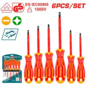 DESTORNILLADOR AISLADO 1000V INDUSTRIAL AMARILLO-ROJO JUEGO X 6PZS TOTAL (THTISPH2100)