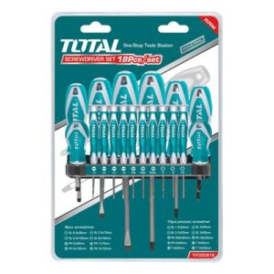 DESTORNILLADOR CROMO VANADIUM JUEGO X 18 PZS INCLUIDOS 10 DE PRESICION TOTAL (THT250618)