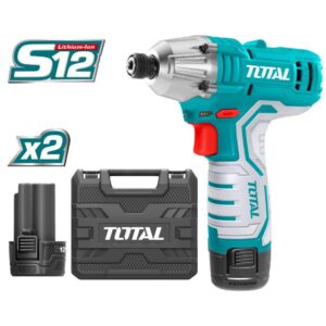 PISTOLA IMPACTO INALAMBRICA 1/4" 12V INCLUYE 2 BATERIAS Y CARGADOR CAJA PLASTICA TOTAL (UTIRLI1201)