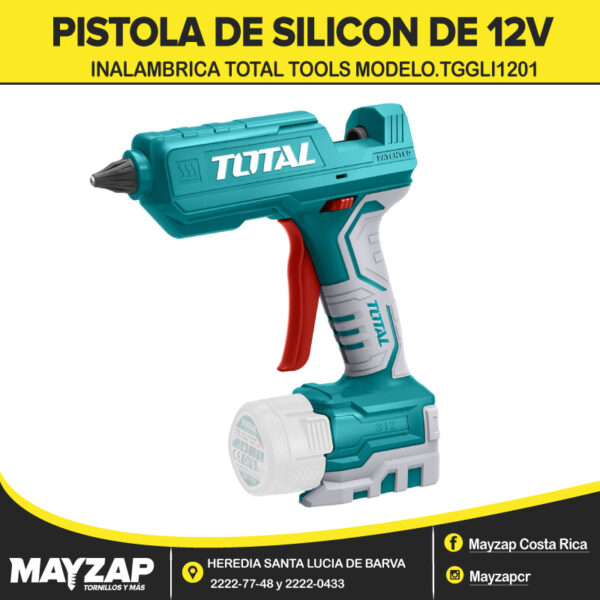 PISTOLA SILICONA INALAMBRICA 12V BATERIA Y CARGADOR NO INCLUIDO TOTAL (TGGLI1201)