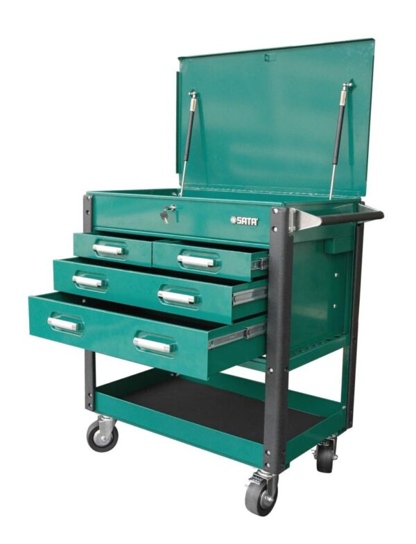 CARRO 2 BANDEJA Y 4 GAVETAS - TAPA SUPERIOR DE 35" - VERDE