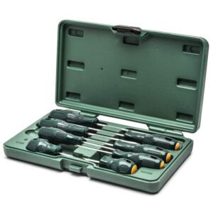 JUEGO DESTORNILLADORES (MANGO ACETATO) 8PZ. CAJA PLASTICA