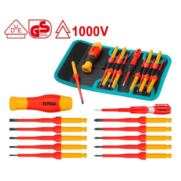 DESTORNILLADOR AISLADO INDUSTRIAL JUEGO X 12PZS INTERCAMBIABLE 1000V TOTAL (THKISD1201) - Image 2
