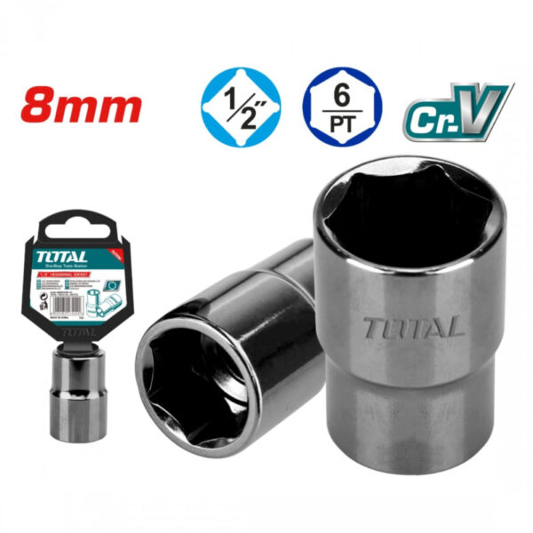 TOTAL TOOLS THTST12081 CUBO CORTO HEXAGONAL NIQUELADO NEGRO ESPIGA 1/2" 8MM - Image 2
