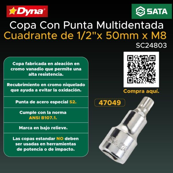 COPA PUNTA MULTIDENTADA 1/2"X50MMXM16 - Image 2