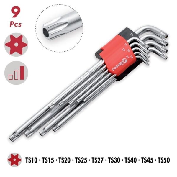 JUEGO DE LLAVES TORX, EXTRALARGAS, CON PIN DE SEGURIDAD TYT Y DIAMOND TIP - Image 3