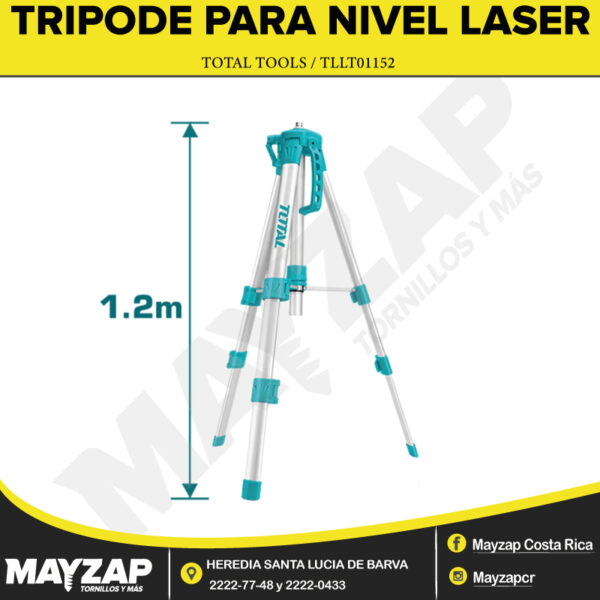 TRIPODE 1200 MM ALUMINIO TUERCAS DE 5/8" Y 1/4" TOTAL (TLLT01152) - Image 3