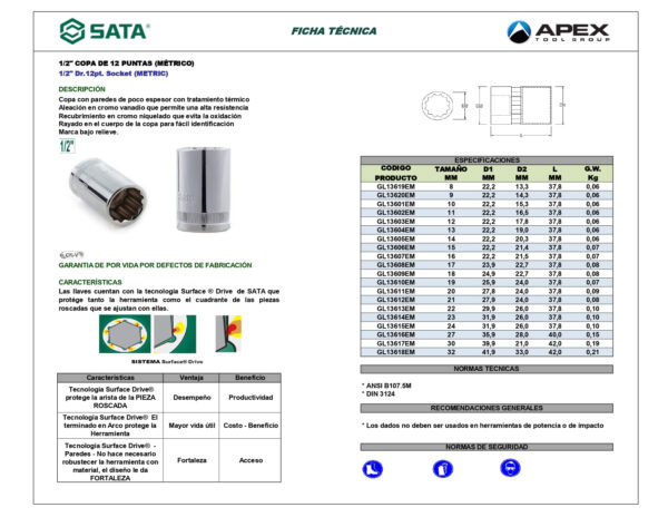1/2"  12 PT COPA  22 MM - Image 3