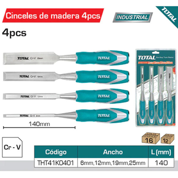 Juego de 4 formones para madera (THT41K0401) - Image 3