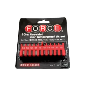 FORCE 21013 JUEGO 10 CUBOS TORX ESP.1/4  CON GUÍA TS08 / TS5