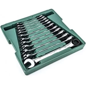 JUEGO LLAVES COMBINADAS C/ RATCHET  BANDEJA 12PZ 8 - 19 MM