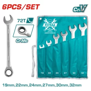 JUEGO DE 6 LLAVES COMBINADAS 19-32MM THT102RK061 TOTAL TOOLS